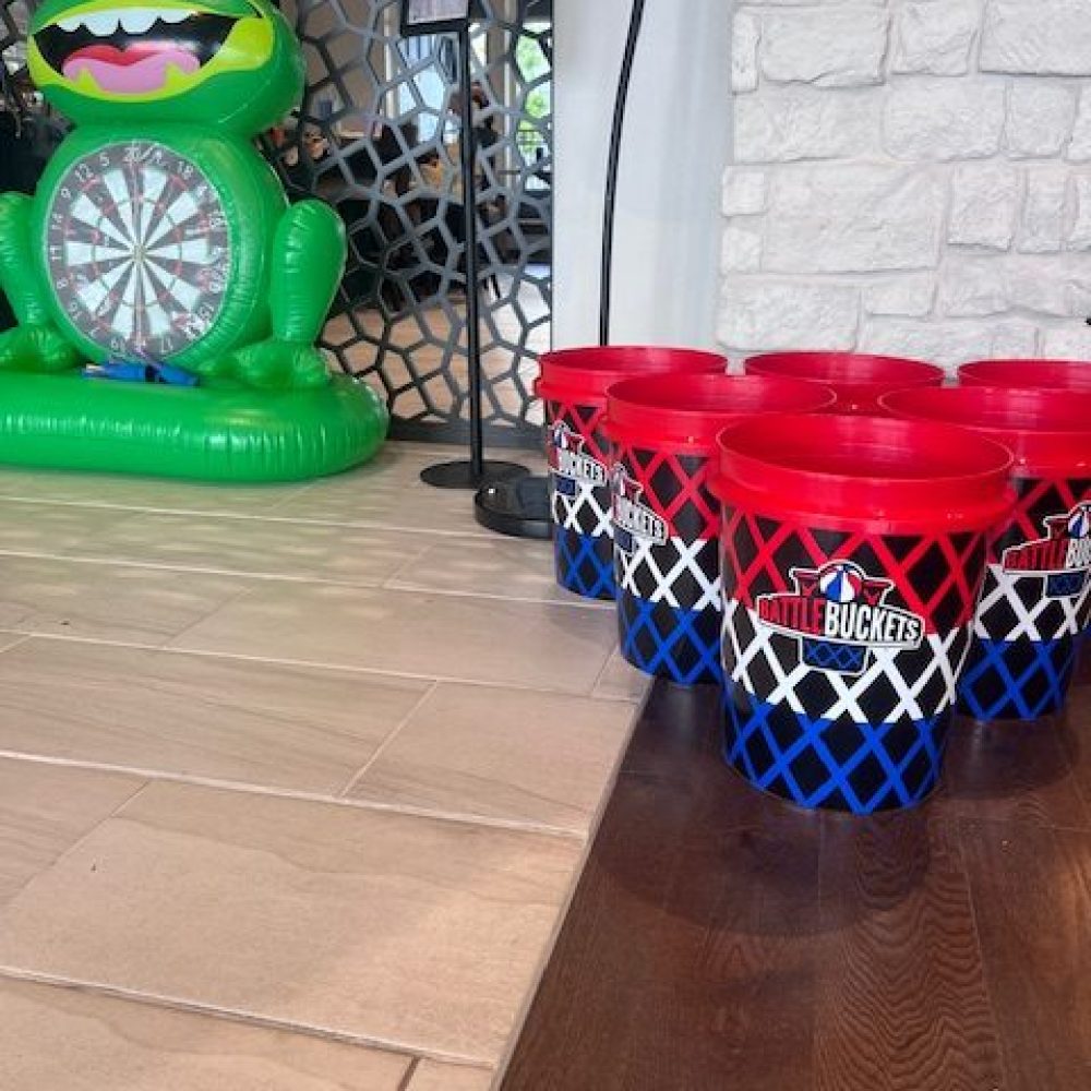 Inflatable Frog Darts & Basketball Bucket Pong